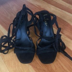 Lulu’s Black Lace-up Heels